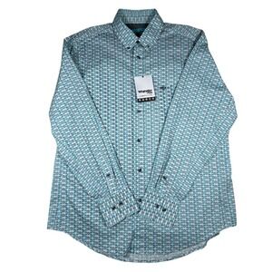 Wrangler 20X Competition Mens XL Turquoise Geometric Circle Western Shirt NWT